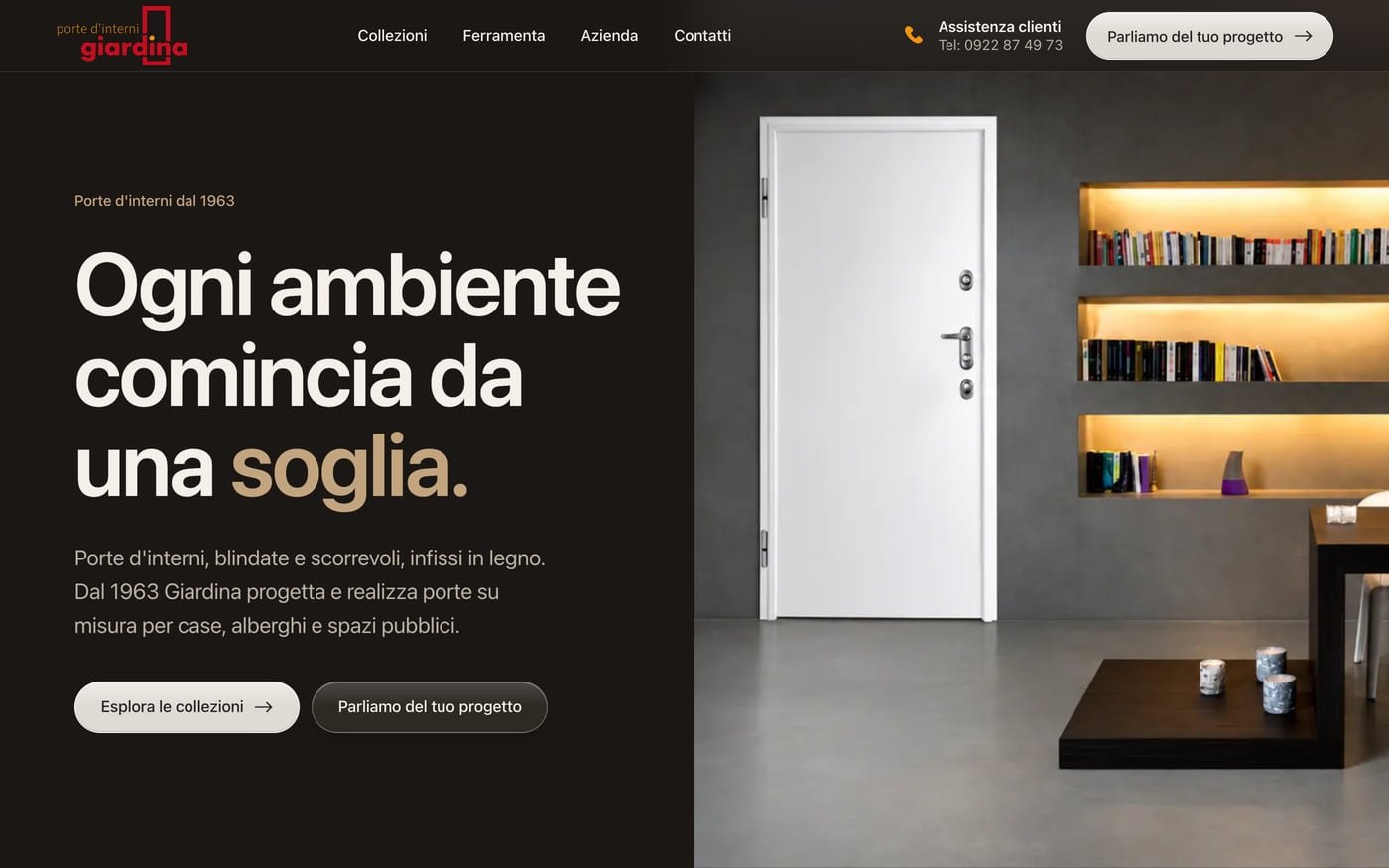Sito di Porte d'Interni Giardina, porte e infissi a Campobello di Licata e Agrigento